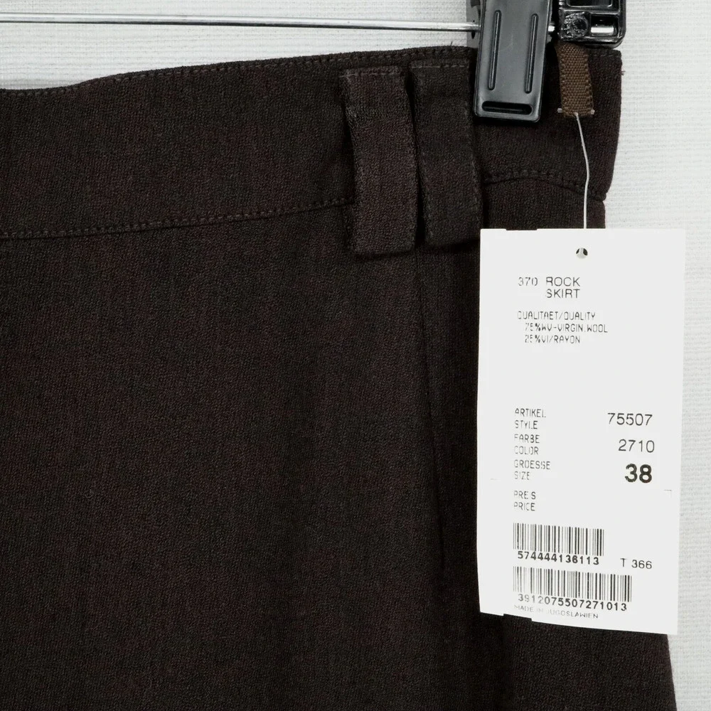 Laurel Escada Skirt Womens 8 Dark Brown Wool Pencil Lined Back Zip Vintage New